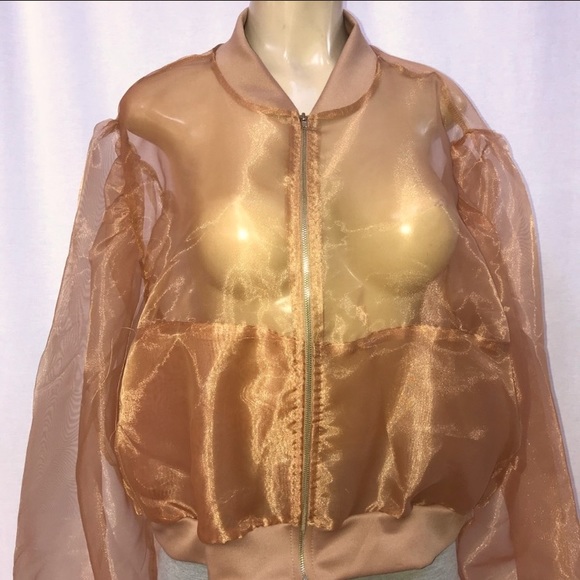 Jackets & Blazers - Sheer zipper crop Jacket